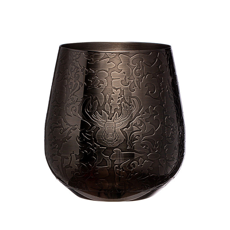 Premium Solid Stainless Steel Wine Glasses Stemless Wine Glasses Black Stag Style