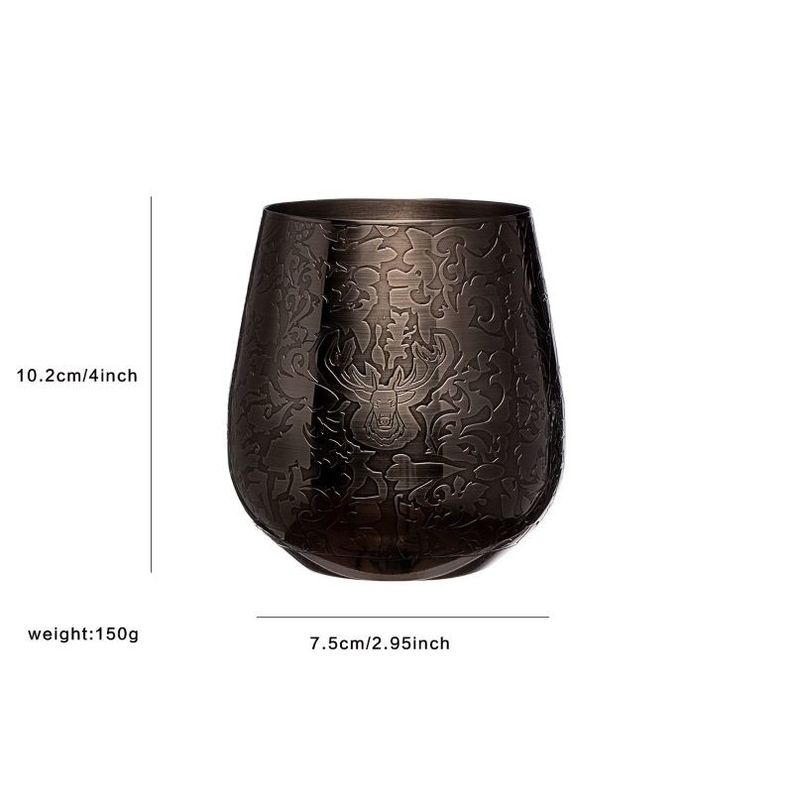 Premium Solid Stainless Steel Wine Glasses Stemless Wine Glasses Black Stag Style