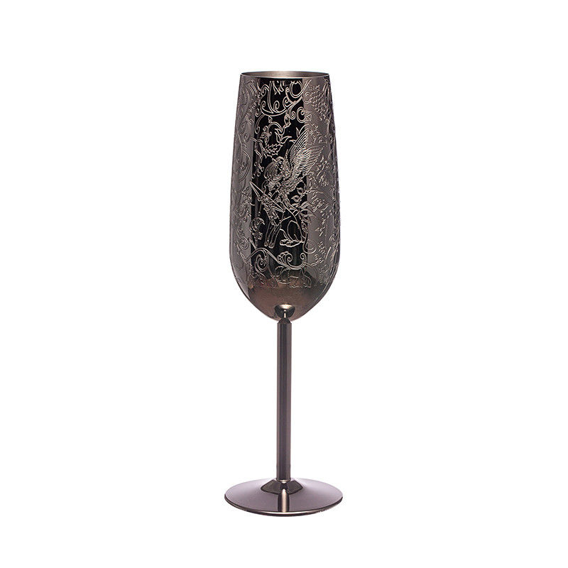 Stainless Steel Champagne Flutes Glass Metal Black Plated Wine Glasses for Outdoor Party