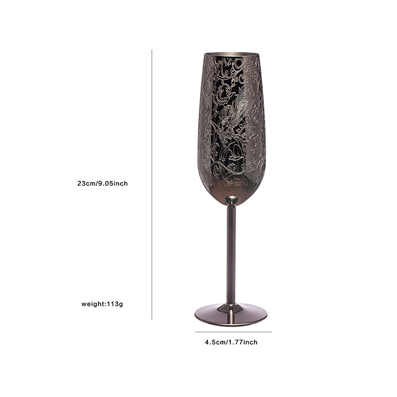 Stainless Steel Champagne Flutes Glass Metal Black Plated Wine Glasses for Outdoor Party