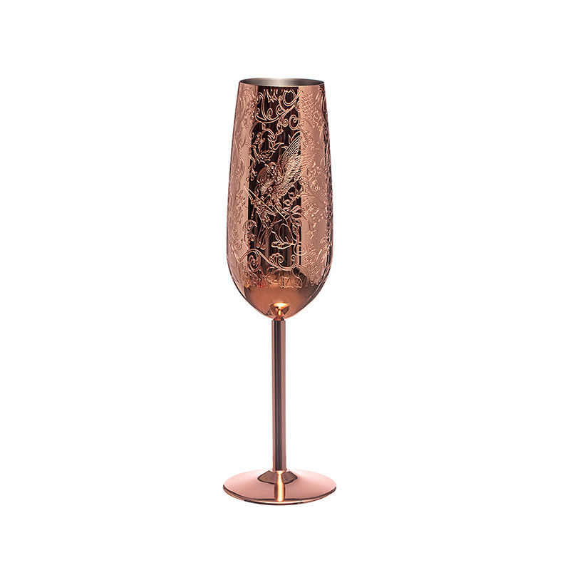 Etching Stainless Steel Champagne Flutes Glass 200ml Champagne Glasses For Parties And Anniversary
