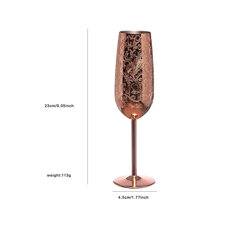 Etching Stainless Steel Champagne Flutes Glass 200ml Champagne Glasses For Parties And Anniversary