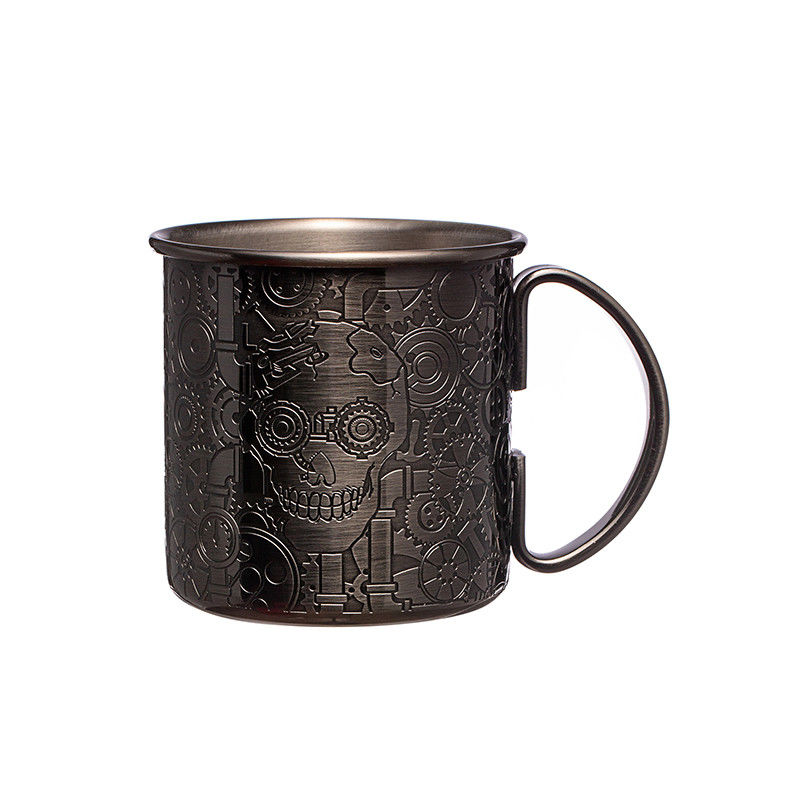 Etching Design Stainless Steel 304 Mule Mug Black Travel Camping Wine Mug For Party
