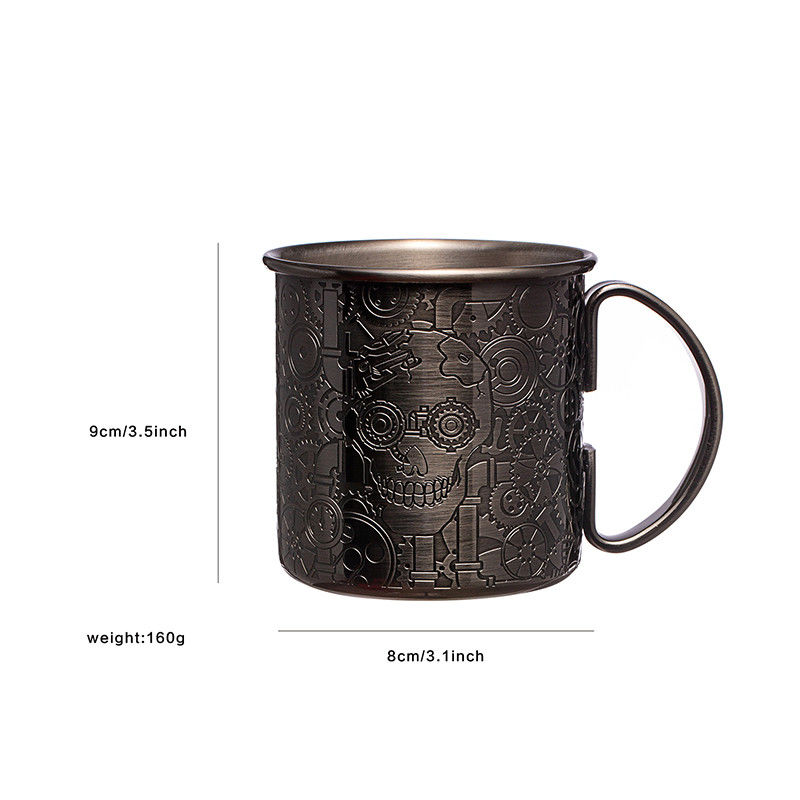 Etching Design Stainless Steel 304 Mule Mug Black Travel Camping Wine Mug For Party