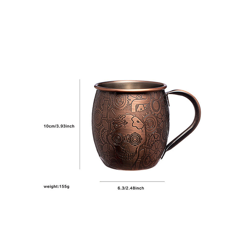 18 Oz Hammered Stainless Steel Copper Mugs 304 Stainless Steel Corrosion Resistant