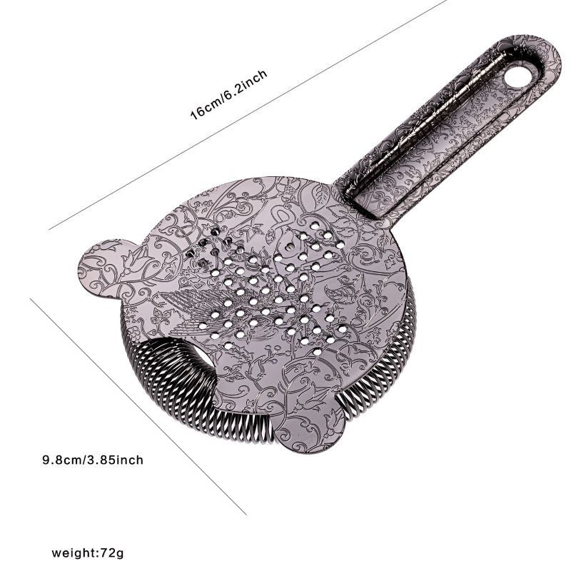 Stainless Steel Bar Strainer Bar Tool Drink Strainer with 100 Wire Spring for Professional Bartenders and Mixologists