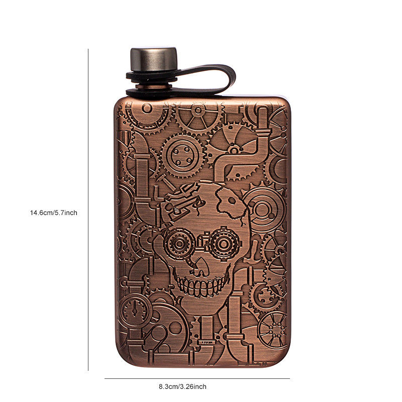 Hip Flask For Liquor Brushed Copper 7 Oz Stainless Steel Leakproof with Funnel Great Gift Idea Flask