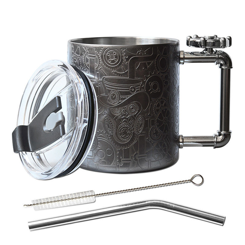 14oz Double Walled Coffee Cup Steampunk Style Stress Relief Coffee Mug With Gyro Handle